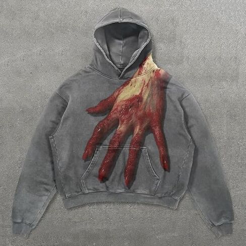 Unisex 3D Blood Hand/Spider Horror Hoodie Dark Streetwear Gothic Punk High Street Fashion Halloween Must-Have in Saudi Arabia