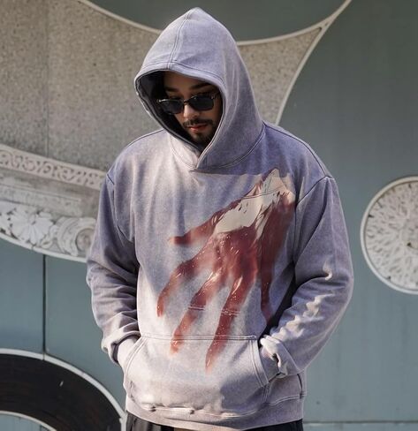 Unisex 3D Blood Hand/Spider Horror Hoodie Dark Streetwear Gothic Punk High Street Fashion Halloween Must-Have in Saudi Arabia
