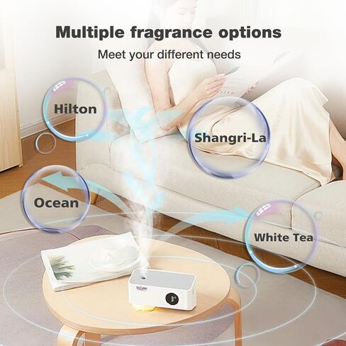 Essential Oil Diffuser, Small Aromatherapy Diffuser Smart Scent Air Machine for Home Office Battery Operated Mini Scent Air Machine Rechargeable, 3 Levels of Concentration with Night Light in Saudi Arabia