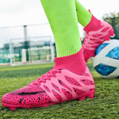 DHOVOR Womens Soccer Cleats Youth Football Cleats High-Top Athletics Football Trainers Outdoor and Indoor Soccer Shoes in Saudi Arabia