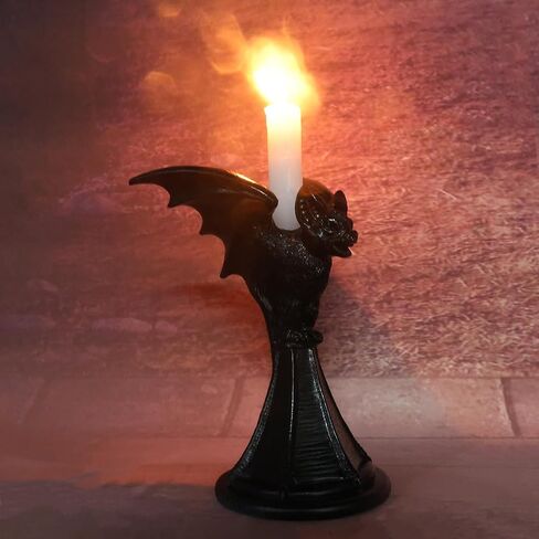 Dark Gothic Candlestick Raven/Owl Halloween Candle Stick Holder, Gothic Statue Figurine Holder Holder Stand, Gothic Home Decor Accessory (Bat) in Saudi Arabia