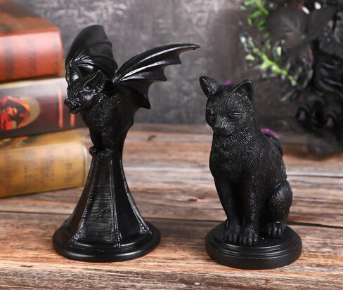 Dark Gothic Candlestick Raven/Owl Halloween Candle Stick Holder, Gothic Statue Figurine Holder Holder Stand, Gothic Home Decor Accessory (Bat) in Saudi Arabia