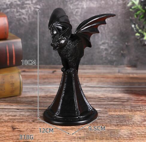 Dark Gothic Candlestick Raven/Owl Halloween Candle Stick Holder, Gothic Statue Figurine Holder Holder Stand, Gothic Home Decor Accessory (Bat) in Saudi Arabia