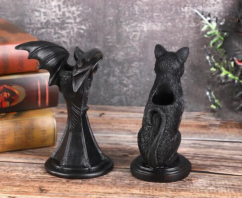 Dark Gothic Candlestick Raven/Owl Halloween Candle Stick Holder, Gothic Statue Figurine Holder Holder Stand, Gothic Home Decor Accessory (Bat) in Saudi Arabia
