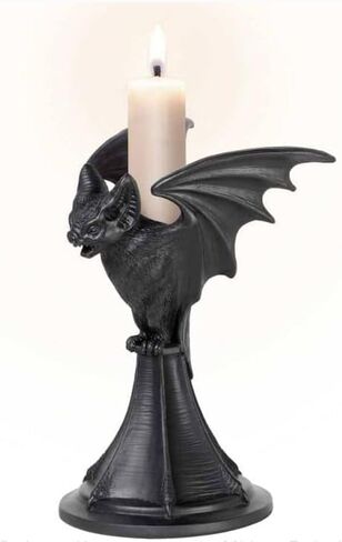 Dark Gothic Candlestick Raven/Owl Halloween Candle Stick Holder, Gothic Statue Figurine Holder Holder Stand, Gothic Home Decor Accessory (Bat) in Saudi Arabia