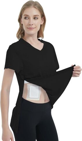 Women's Post Shoulder Surgery Shirts Clothes After Rotator Cuff Surgery Chemo Port Access T Shirt with Snaps in Saudi Arabia