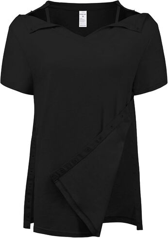 Women's Post Shoulder Surgery Shirts Clothes After Rotator Cuff Surgery Chemo Port Access T Shirt with Snaps in Saudi Arabia
