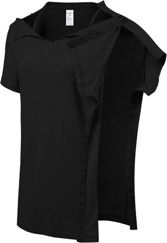 Women's Post Shoulder Surgery Shirts Clothes After Rotator Cuff Surgery Chemo Port Access T Shirt with Snaps in Saudi Arabia