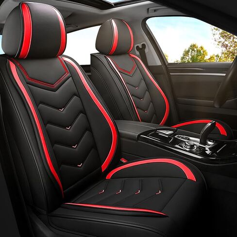 Car Seat Covers for Ford Mustang 2000-2025, Premium Nappa Leather Car Seat Cover, Stylish Sport Seat Covers， Automobile Seat Cover Sets.(Standard 2 Seats/Black Red) in Saudi Arabia