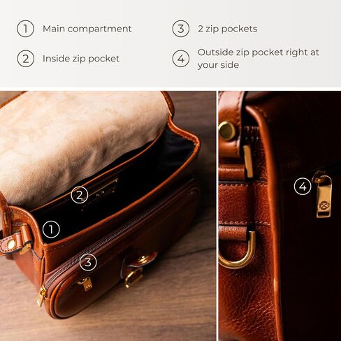 Time Resistance Leather Cross Body Bag for Women - Handbag, Shoulder, Messenger, Purse in Saudi Arabia