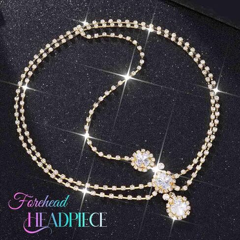 Catery Head Chain Jewelry Rhinestones Gold Headpiece Crystal Hair Jewelry for Women in Saudi Arabia