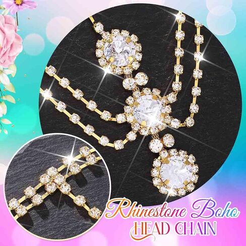 Catery Head Chain Jewelry Rhinestones Gold Headpiece Crystal Hair Jewelry for Women in Saudi Arabia
