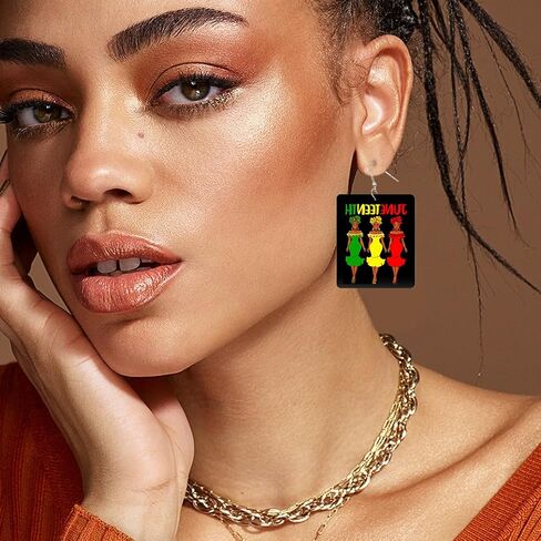 Juneteenth Outfit for Women African Juneteenth Earrings Bracelets Jewelry Sets for Black Women Juneteenth 1865 Earrings Juneteenth Shirts Women Accessories in Saudi Arabia