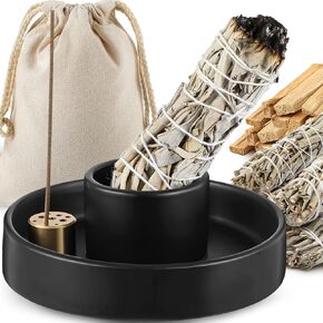 Sage Smudge Kit Include 3 Sage Sticks 10 Palo Santo Sticks and 4.5" Palo Santo Holder Ceramic Ash Catcher Tray for Yoga Meditation Zen Home Decor Gift