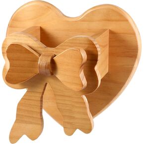 CroBlissful Tapestry Holder Wooden Heart Bow Quilt Display Blanket Hangers Hanging Vintage Holder for Quilts, Rugs, and Art, Girls Room, Boho Home, Country House