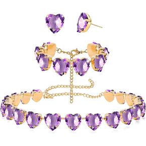 Kosmos-li Heart Crystal Choker Necklace Dravings for Women Gets Mets