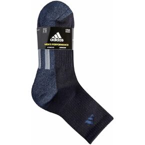 adidas Mens 4 Pair Performance High Quarter Socks (Navy/Blue, Shoe Size 6-12)
