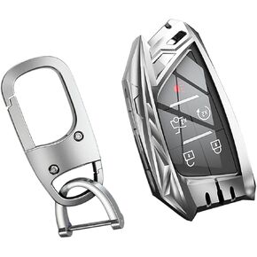 لغطاء Chevy Key Fob مع سلسلة المفاتيح ، حالة حماية سبائك الزنك متوافقة مع 2021 2022 2023 Chevy Silverado Tahoe GMC Yukon Sierra 1500 Buick Key Shell Associory