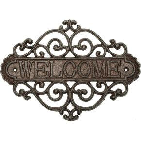 Sungmor Vintage Cast Iron Flower Shape Wall Mount Welcome Sign | Wall Decor Welcome Tag | House Plaque Garden Bar Cafe Store Gate Door Sign Wall Mount Decoration in Kuwait