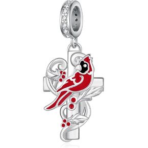 Cardinal Charm 925 Sterling Silver Red Cardinal Charms for Bracelets Animal Jewelry Gifts for Women Mom