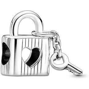 Padlock and Key Dangle Charm 925 Sterling Silver Pendant,Jewelry Beads Gifts for Women Bracelet&Necklace A0131