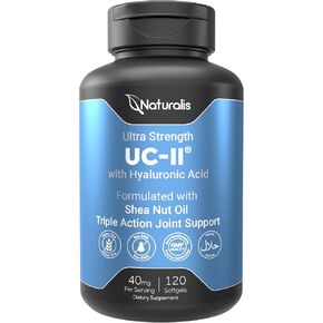 UC-II 40 mg with Hyaluronic Acid and Shea Nut Oil | Enhanced Undenatured Type II Collagen for Better Joint Health, Mobility & Flexibility | Gluten-Free & Non-GMO | 120 Softgels