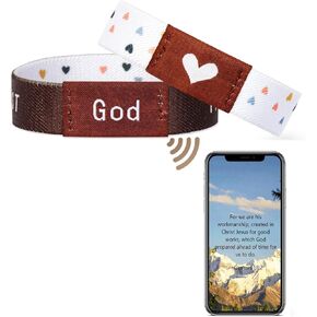 Daily Bible Verse Bracelet, NFC Christian Scripture Bracelet, Wearable Bible Verses Bracelets, Religious Bracelets for Inspirational Christian Gifts for Women, Men, Teens