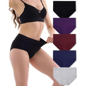 Women's Cotton Underwear High Waisted Ladies Panties Soft Full Coverage Briefs 5 Pack