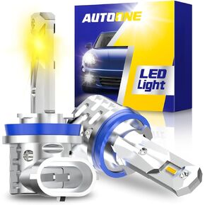 AutoOne H8 H11 H16 LED LED Light Light أو DRL ، 6000K White Super Super Bright لاستبدال أضواء سيارة السيارات ، 50000 ساعة العمر ، التوصيل والتشغيل ، حزمة 2
