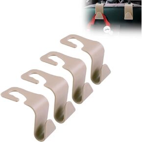 House Day Car Car Car Heads Heads ، Beige Car Pres -Hook 4 Pack ، Hooks Back Pack Pack for House and Facs ، حامل حقيبة محفظة الثقيلة للسيارة ، شماعات محفظة مقعد للسيارة للسيارة للمركبة