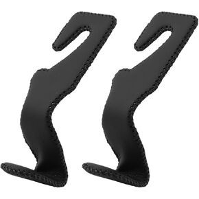 2pcs Leather Car Headrest Hooks,Car Purse Hook,Car Hooks for Purses and Bags,PU Leather Stainless Steel Back Seat Organizer for Purse Coats Umbrellas Grocery Bags Handbag(Beige)