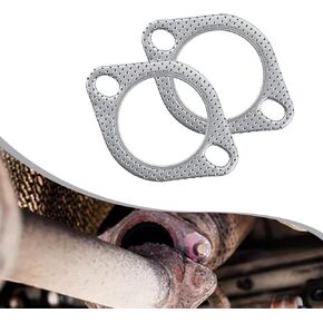 2 PCS Car Exhaust Pipe Interface Gasket, Silencer Joint Gasket, 2.5" ID Exhaust Pipe Clamp Flange High Temperature and High Pressure Resistant Sealing Pad for Car (Silver)
