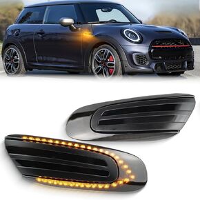 LED Frend Fender LED Side Marker Lights Kit لعام 2014-2020 Mini Cooper F55 F56 F57 ، مصابيح علامات الصدمات الجانبية المدخنة ، 2pcs