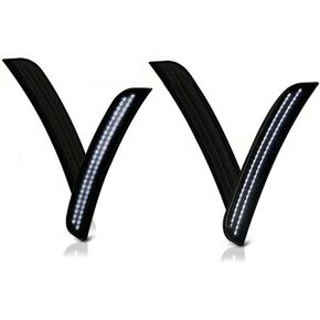 4 PCS Front& Rear White Side Marker Lights with Smoked Lens Compatible with Dodge Charger 2015-2017
