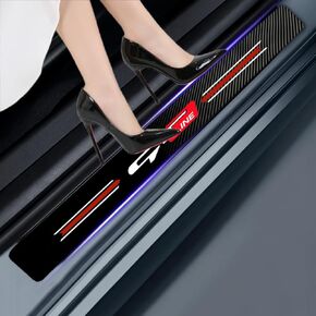 4PCS car Door sill Protector Stickers Carbon Fiber Texture Leather car Door sill Cover Compatible Picanto Proceed Rio K5 Sportage Stinger Soul GT Line Accessories (Style 2)