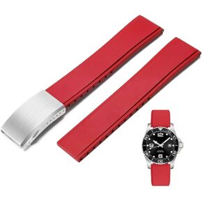 FKM Rubber Watch Strap,Cut to Size Quick Release Fluororubber Watch Band with Deployment Clasp 19mm 20mm 21mm 22mm Soft Durable Universal Replacement Band Strap for Men Women
