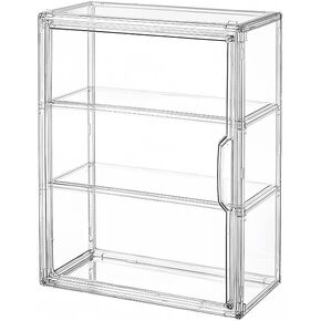 Transparent Acrylic Cosmetic Display Case with Magnetic Door - Stackable Makeup Storage Organizer for Skincare, Perfumes, Jewelry & Collectibles - Dust-Proof Clear Storage Box