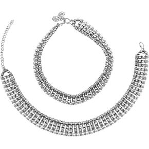 Efulgenz المجوهرات الهندية المؤكسدة - Anklets وزوج سوار للنساء - Boho المؤكسد المجوهرات