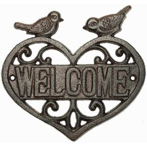Sungmor Vintage Cast Iron Flower Shape Wall Mount Welcome Sign | Wall Decor Welcome Tag | House Plaque Garden Bar Cafe Store Gate Door Sign Wall Mount Decoration