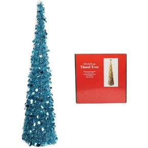 5Ft Pop up Christmas Tree 4th of July Patriotic Decorations Tree, Artificial Collapsible Star Sequins Christmas Tree for Indoor Outdoor Independence Day Red White and Blue Decorations