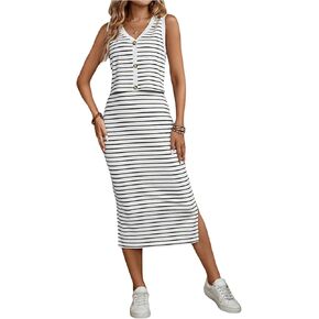 ملابس SweatyRocks للسيدات المكون من قطعة 2 قطعة مخططة مصممة على أعلى الدبابات ومجموعة تنانير MIDI Bodycon