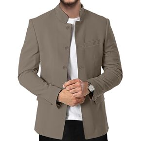 Men's Chinese Tunic Suits Stand Collar Jacket Slim Fit Suits Traditional Uniform Blazer