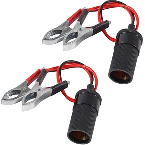 2pack Cigarette Lighter Battery Adapter - Female Cigarette Lighter Socket to 12v Battery Alligator Clips for Auto Car Battery Clamp to Cigarette Lighter Plugs Charge Extension Cable Cord