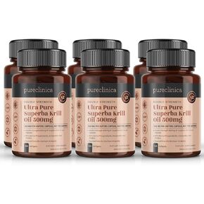 Ultra Pure Krill Oil 500mg × 720 كبسولات (6 زجاجات من 120) - تم الحصول عليها في مياه غير ملوثة في أنتاركتيكا توفر إمدادات غنية من أستازانثين وأوميغا 3