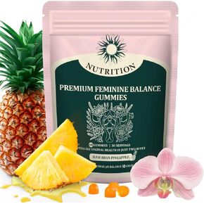 MATOP Premium Feminine Balance Gummies for Women - pH Balance Hawaiian Pineapple Gummy Nutrition Natural Vegan Gluten-Free Wellness 60 Gummies - 30 Servings