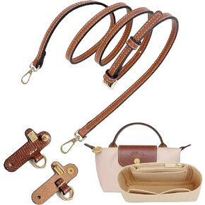 2-Pack Mini Bag Strap Kit Compatible with Longchamp, Organizer Compatible with Longchamp Bag, Punch-Free Adjustable Buckle Strap Design, Multi-Pocket Felt Handbag Organizer(0.9CM)