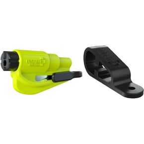 resqme and Dashboard Clip Pack The Original Emergency Keychain Car Escape Tool, 2-in-1 Seatbelt Cutter and Window Breaker, Made in USA - Yellow