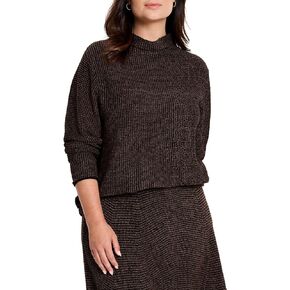 NIC+Zoe Women's Plus Size Size Pixel Sweater ، Brown Multi