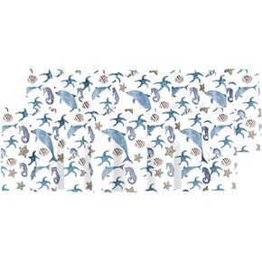 Blackout Watercolor Blue and White Hydrangea Flower and Bird Rod Pocket Short Window Curtain Valance for Kitchen Bedroom Decor, 52" x 18", Navy Blue and Green, 1 Panel