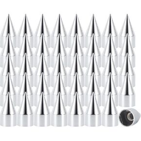 40PCS 33mm x 4 1/4" Thread-On Spike Semi Truck Lug Nut Covers – Chrome ABS Plastic Pointed Lug Nut Caps for Semi Trucks & Trailers, Semi Truck Accessories，Screw-On Wheel Nut Cover Kit